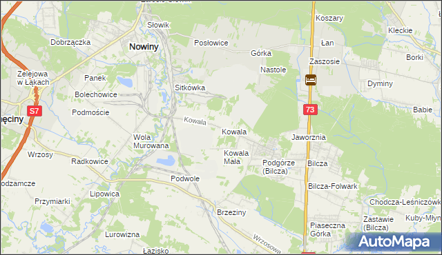mapa Kowala gmina Sitkówka-Nowiny, Kowala gmina Sitkówka-Nowiny na mapie Targeo