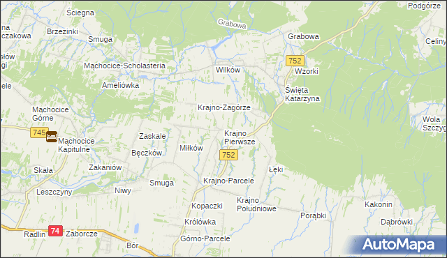 mapa Krajno Pierwsze, Krajno Pierwsze na mapie Targeo