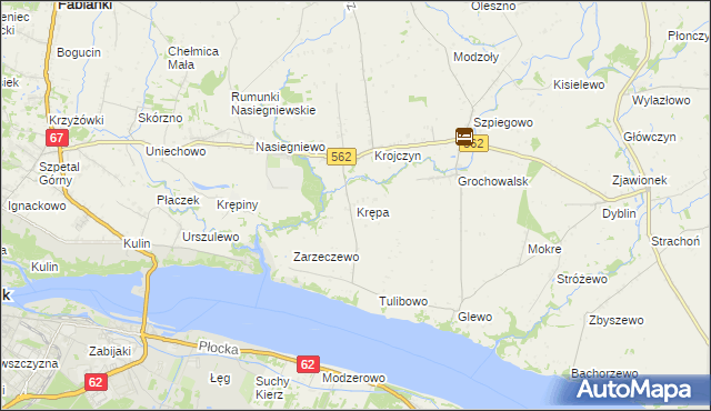 mapa Krępa gmina Dobrzyń nad Wisłą, Krępa gmina Dobrzyń nad Wisłą na mapie Targeo