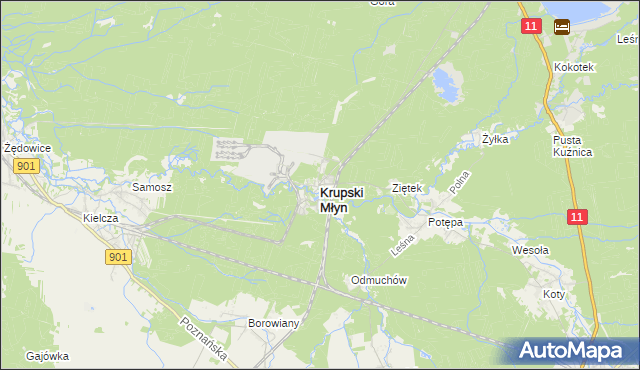 mapa Krupski Młyn, Krupski Młyn na mapie Targeo