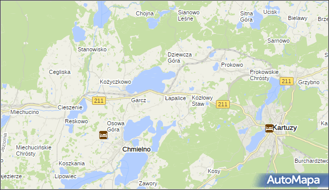 mapa Łapalice, Łapalice na mapie Targeo