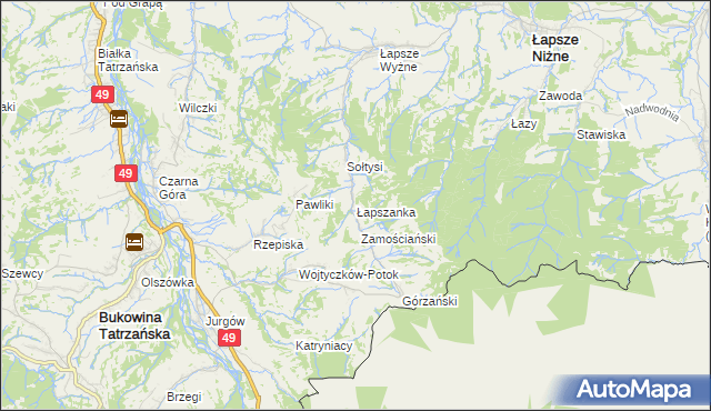 mapa Łapszanka, Łapszanka na mapie Targeo