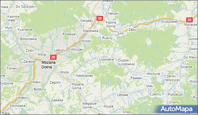 mapa Łostówka, Łostówka na mapie Targeo