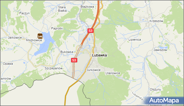 mapa Lubawka, Lubawka na mapie Targeo