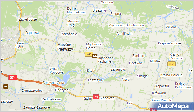 mapa Mąchocice Kapitulne, Mąchocice Kapitulne na mapie Targeo