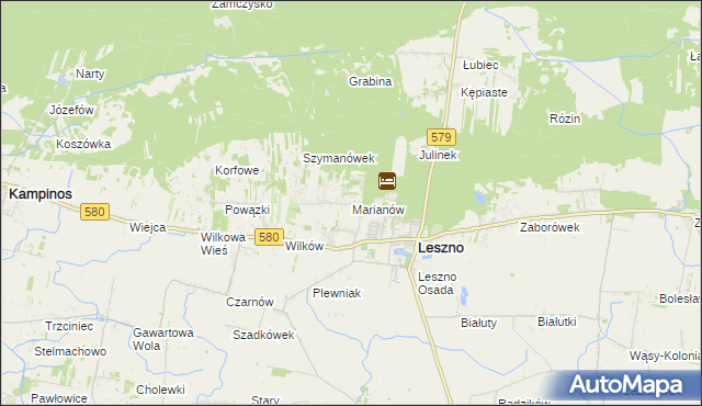 mapa Marianów gmina Leszno, Marianów gmina Leszno na mapie Targeo