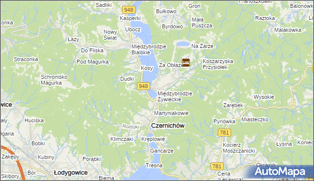 mapa Międzybrodzie Żywieckie, Międzybrodzie Żywieckie na mapie Targeo