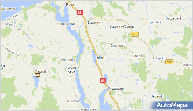 mapa Miłki, Miłki na mapie Targeo