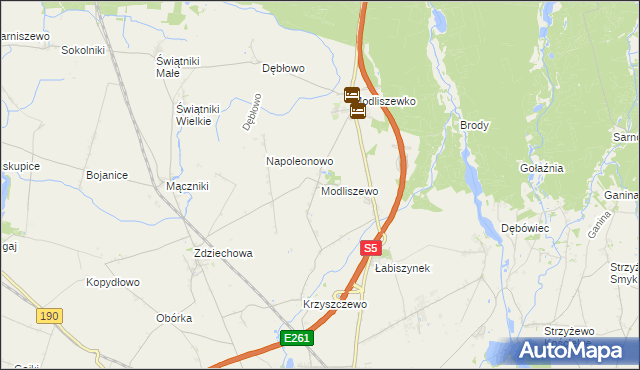 mapa Modliszewo, Modliszewo na mapie Targeo