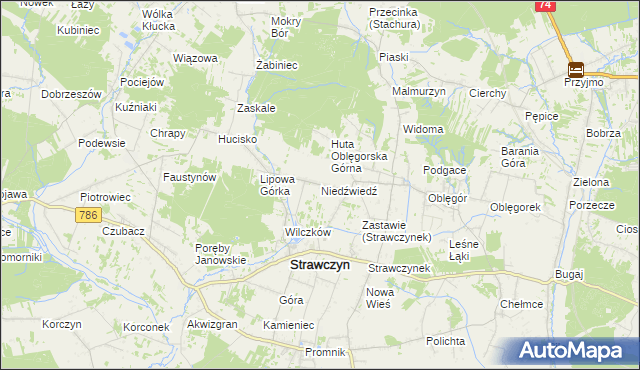 mapa Niedźwiedź gmina Strawczyn, Niedźwiedź gmina Strawczyn na mapie Targeo