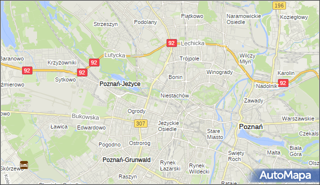 mapa Niestachów gmina Poznań, Niestachów gmina Poznań na mapie Targeo
