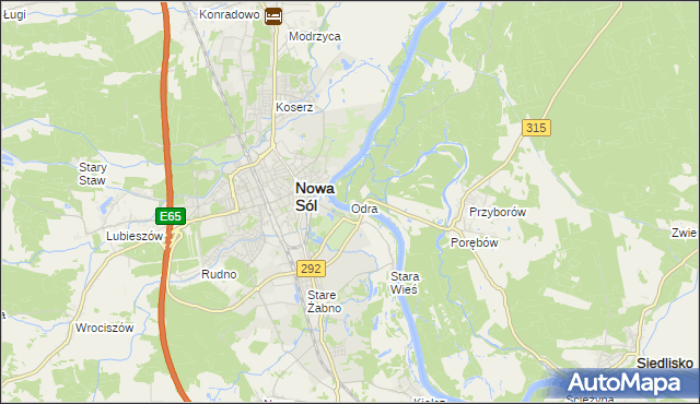 mapa Odra gmina Nowa Sól, Odra gmina Nowa Sól na mapie Targeo