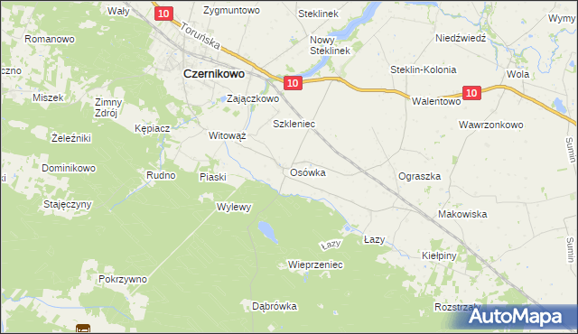 mapa Osówka gmina Czernikowo, Osówka gmina Czernikowo na mapie Targeo