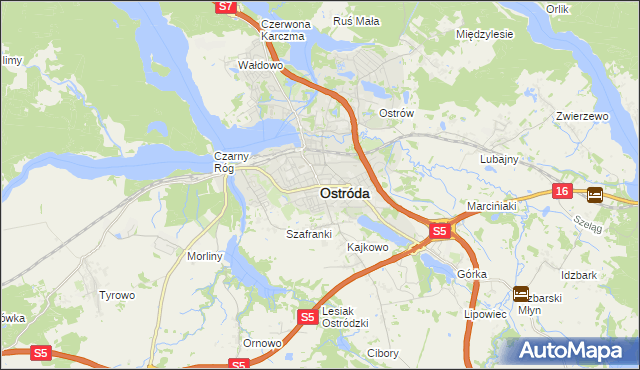 mapa Ostróda, Ostróda na mapie Targeo