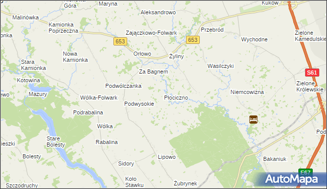mapa Płociczno gmina Bakałarzewo, Płociczno gmina Bakałarzewo na mapie Targeo