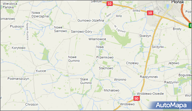 mapa Przemkowo gmina Dzierzążnia, Przemkowo gmina Dzierzążnia na mapie Targeo