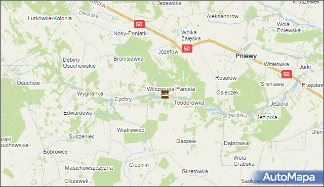 mapa Przykory gmina Pniewy, Przykory gmina Pniewy na mapie Targeo