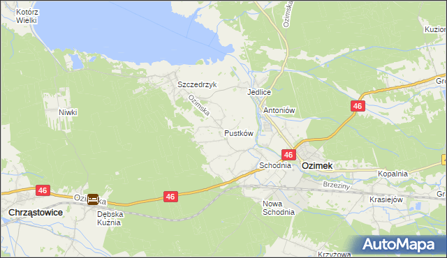 mapa Pustków gmina Ozimek, Pustków gmina Ozimek na mapie Targeo