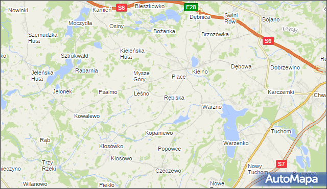 mapa Rębiska gmina Szemud, Rębiska gmina Szemud na mapie Targeo