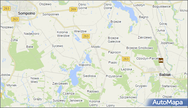 mapa Romanowo gmina Sompolno, Romanowo gmina Sompolno na mapie Targeo