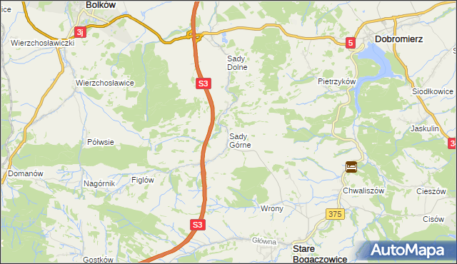 mapa Sady Górne, Sady Górne na mapie Targeo