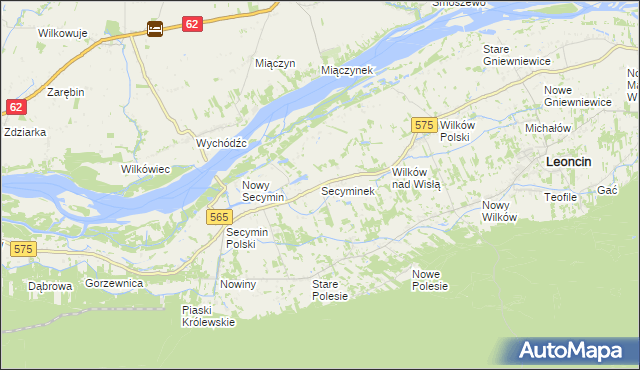 mapa Secyminek, Secyminek na mapie Targeo