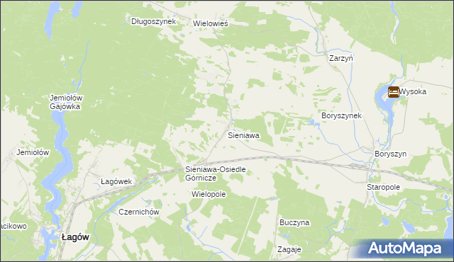 mapa Sieniawa gmina Łagów, Sieniawa gmina Łagów na mapie Targeo