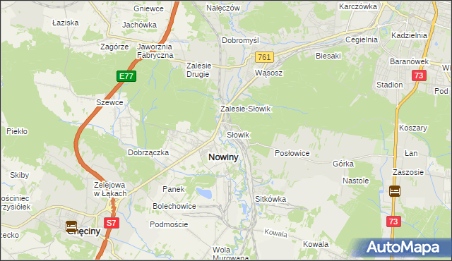 mapa Słowik gmina Sitkówka-Nowiny, Słowik gmina Sitkówka-Nowiny na mapie Targeo