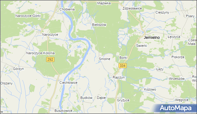 mapa Smolne gmina Jemielno, Smolne gmina Jemielno na mapie Targeo