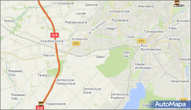 mapa Stasin gmina Konopnica, Stasin gmina Konopnica na mapie Targeo