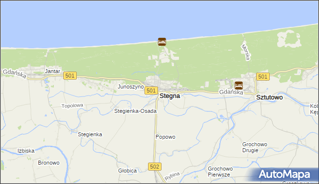 mapa Stegna powiat nowodworski, Stegna powiat nowodworski na mapie Targeo