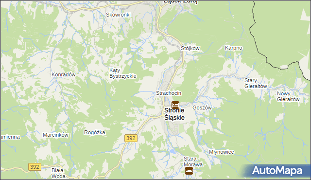 mapa Strachocin gmina Stronie Śląskie, Strachocin gmina Stronie Śląskie na mapie Targeo