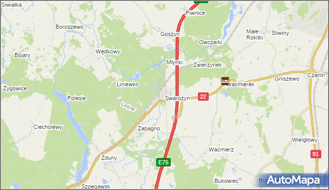 mapa Swarożyn, Swarożyn na mapie Targeo