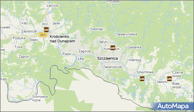 mapa Szczawnica, Szczawnica na mapie Targeo