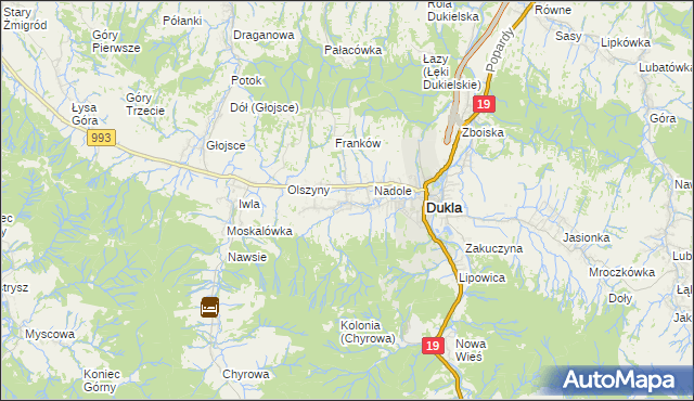 mapa Teodorówka gmina Dukla, Teodorówka gmina Dukla na mapie Targeo