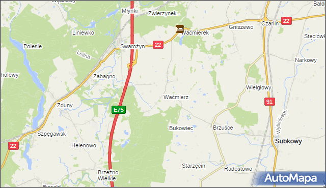 mapa Waćmierz, Waćmierz na mapie Targeo