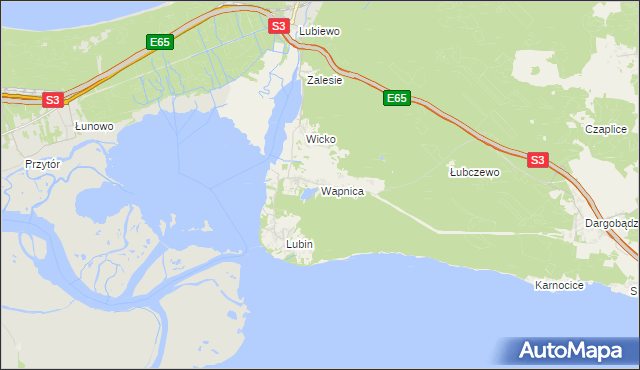 mapa Wapnica gmina Międzyzdroje, Wapnica gmina Międzyzdroje na mapie Targeo