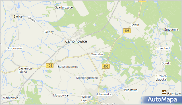 mapa Wierzbie gmina Łambinowice, Wierzbie gmina Łambinowice na mapie Targeo