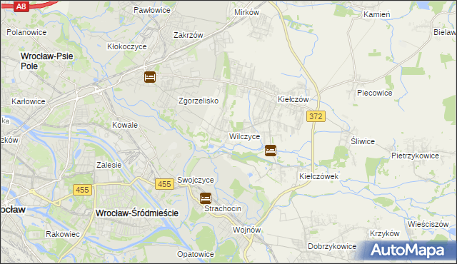 mapa Wilczyce gmina Długołęka, Wilczyce gmina Długołęka na mapie Targeo