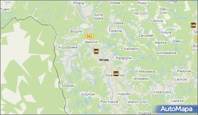 mapa Wisła, Wisła na mapie Targeo