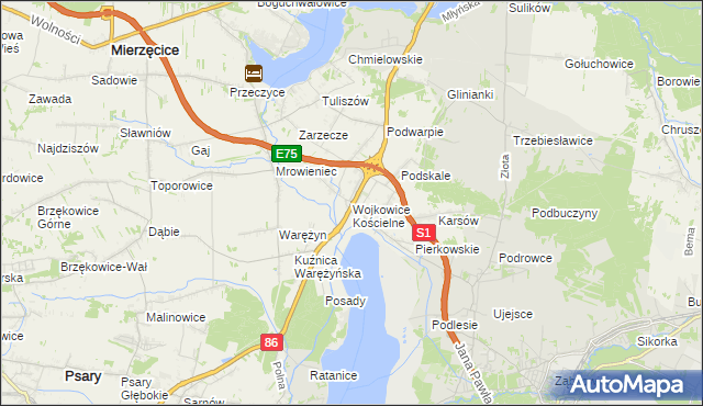 mapa Wojkowice Kościelne, Wojkowice Kościelne na mapie Targeo