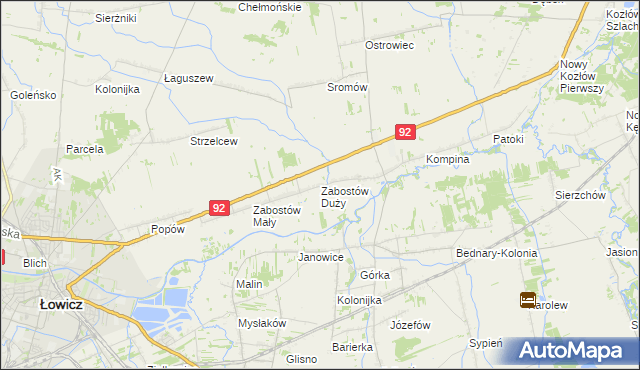 mapa Zabostów Duży, Zabostów Duży na mapie Targeo