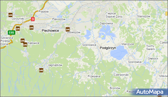 mapa Zachełmie gmina Podgórzyn, Zachełmie gmina Podgórzyn na mapie Targeo