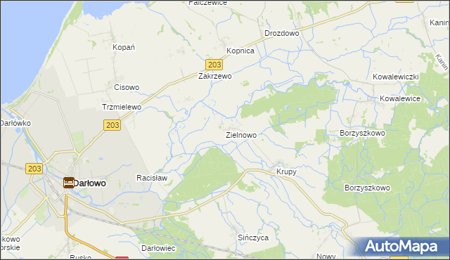 mapa Zielnowo gmina Darłowo, Zielnowo gmina Darłowo na mapie Targeo