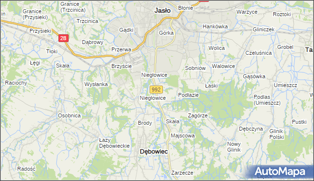 mapa Żółków gmina Jasło, Żółków gmina Jasło na mapie Targeo