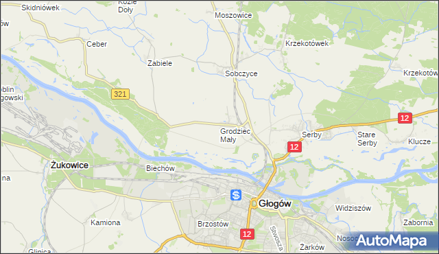 mapa Grodziec Mały, Grodziec Mały na mapie Targeo