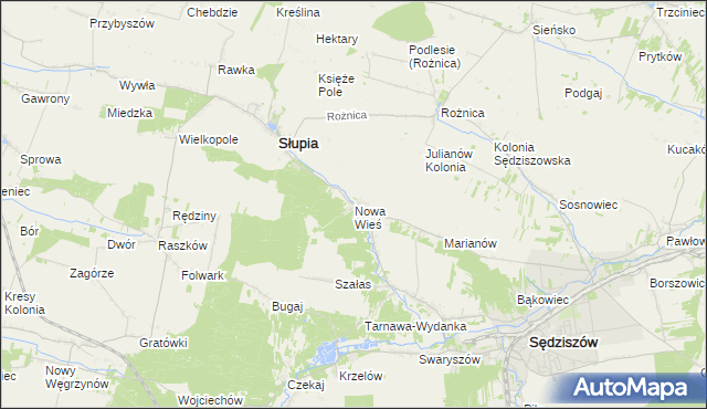 mapa Nowa Wieś gmina Słupia, Nowa Wieś gmina Słupia na mapie Targeo