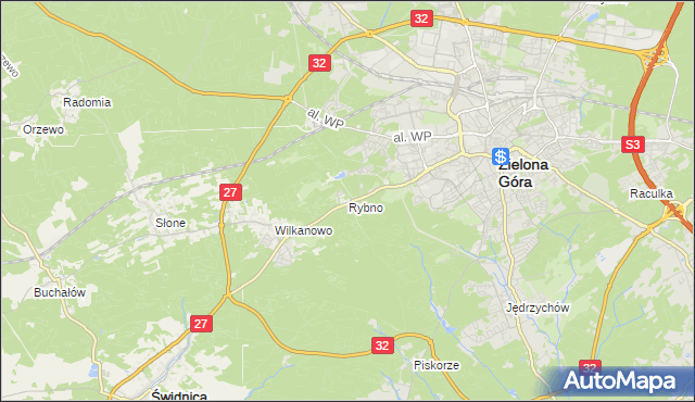 mapa Rybno gmina Świdnica, Rybno gmina Świdnica na mapie Targeo