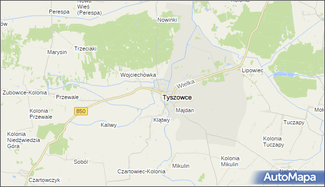 mapa Tyszowce, Tyszowce na mapie Targeo