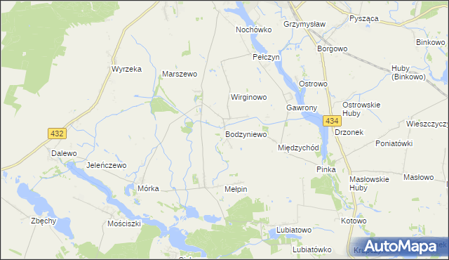 mapa Bodzyniewo, Bodzyniewo na mapie Targeo